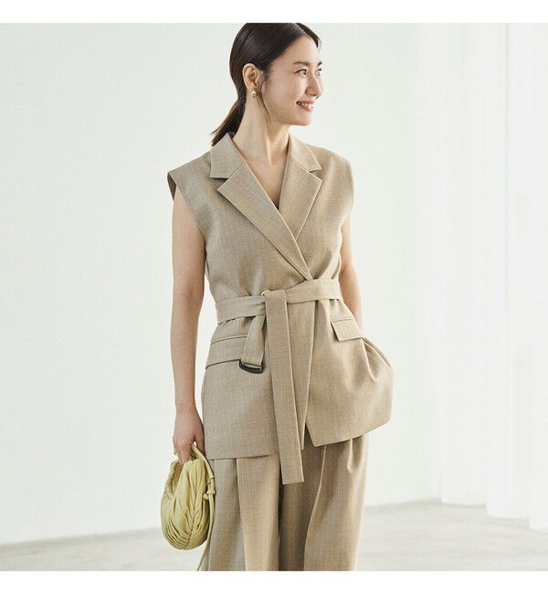 Demi-Luxe BEAMS 「エディター東原妙子 &times; Demi-Luxe BEAMS / ウォッシャブルウール ジレ」|ダウン|BEIGE_STRIPE