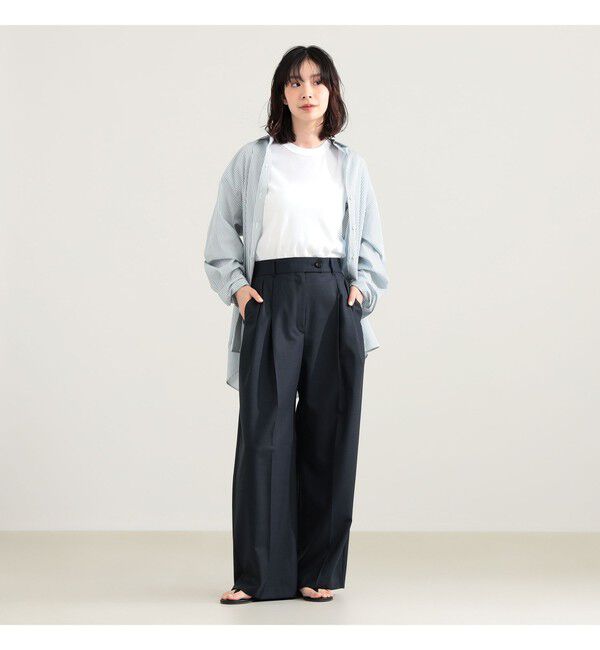Demi-Luxe BEAMS 「エディター東原妙子 &times; Demi-Luxe BEAMS / ウォッシャブルウール バレルパンツ」|チノ|
