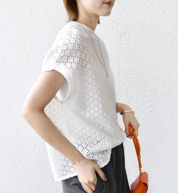 SHIPS for women「【WEB限定】〈手洗い可能〉アイレット クルーネック プルオーバー」|Tシャツ・カットソー|