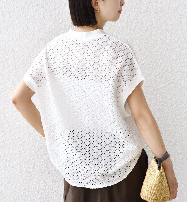 SHIPS for women「【WEB限定】〈手洗い可能〉アイレット クルーネック プルオーバー」|Tシャツ・カットソー|