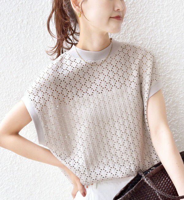 SHIPS for women「【WEB限定】〈手洗い可能〉アイレット クルーネック プルオーバー」|Tシャツ・カットソー|