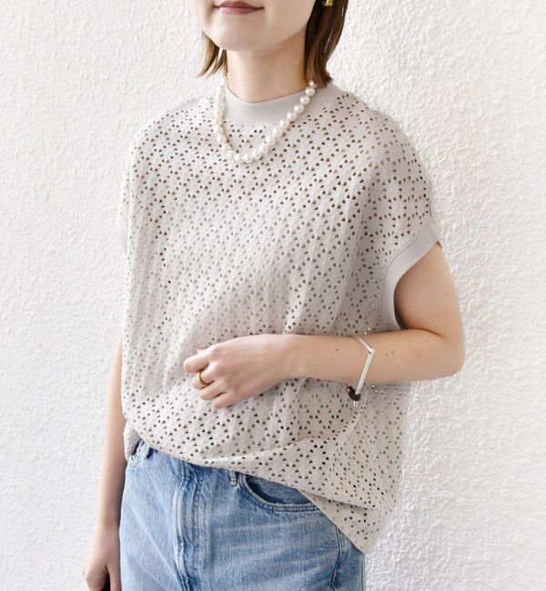 SHIPS for women「【WEB限定】〈手洗い可能〉アイレット クルーネック プルオーバー」|Tシャツ・カットソー|