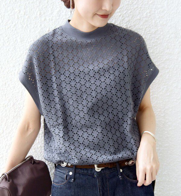 SHIPS for women「【WEB限定】〈手洗い可能〉アイレット クルーネック プルオーバー」|Tシャツ・カットソー|チャコールグレー