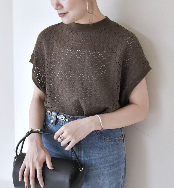 SHIPS for women「【WEB限定】〈手洗い可能〉アイレット クルーネック プルオーバー」|Tシャツ・カットソー|