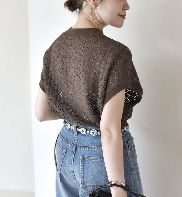 SHIPS for women「【WEB限定】〈手洗い可能〉アイレット クルーネック プルオーバー」|Tシャツ・カットソー|