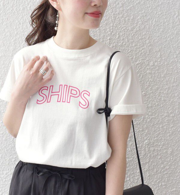 SHIPS for women「【累計販売数9万枚突破!!】【WEB限定】 SHIPS ラウンド プリント ロゴ TEE」|Tシャツ・カットソー|