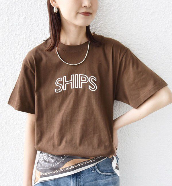 SHIPS for women「【累計販売数9万枚突破!!】【WEB限定】 SHIPS ラウンド プリント ロゴ TEE」|Tシャツ・カットソー|ブラウン