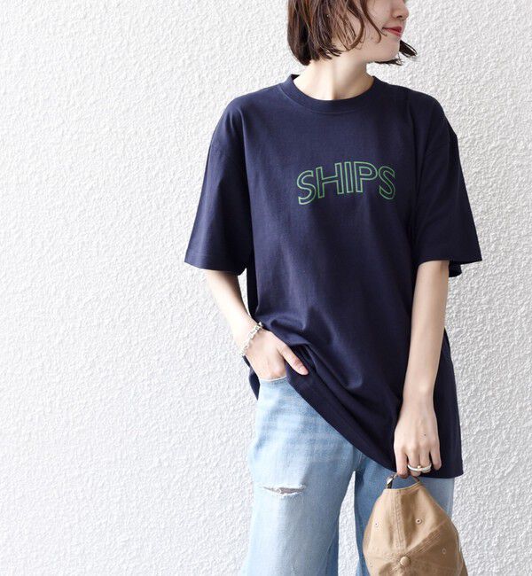 SHIPS for women「【累計販売数9万枚突破!!】【WEB限定】 SHIPS ラウンド プリント ロゴ TEE」|Tシャツ・カットソー|