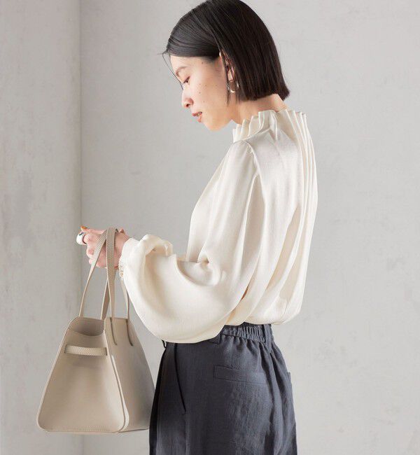 SHIPS for women「【一部WEB限定】〈手洗い可能〉ヴィンテージ サテン ネック ギャザー ブラウス」|シャツ・ブラウス|