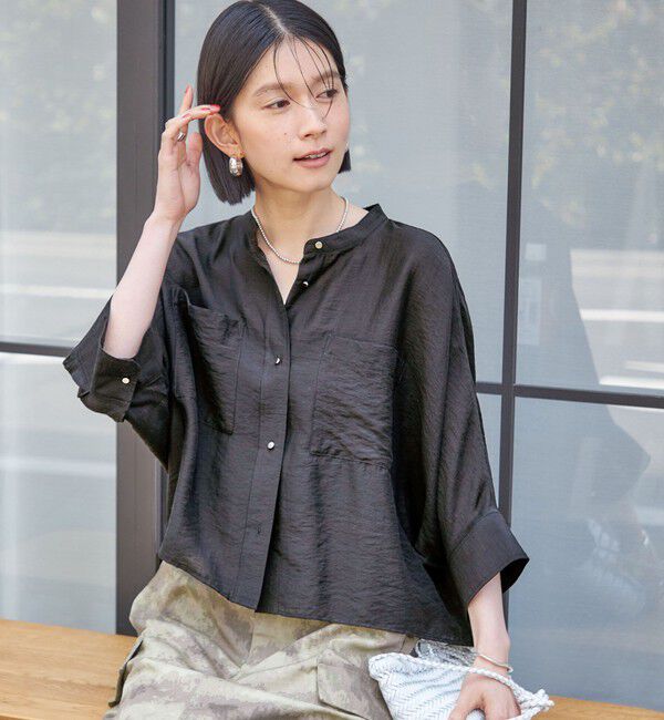 SHIPS for women「【実力派ベーシック】〈手洗い可能〉シルク混 シアー 羽織 シャツ」|シャツ・ブラウス|ブラック