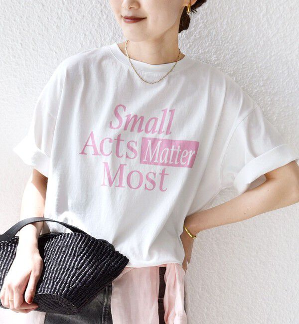 SHIPS for women「【SHIPS別注】81BRANCA:ロゴ 5分袖 TEE」|Tシャツ・カットソー|ホワイト