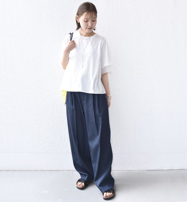 SHIPS for women「【WEB限定】〈接触冷感 / UVカット〉シアー オーガンジー コンビ プルオーバー」|Tシャツ・カットソー|