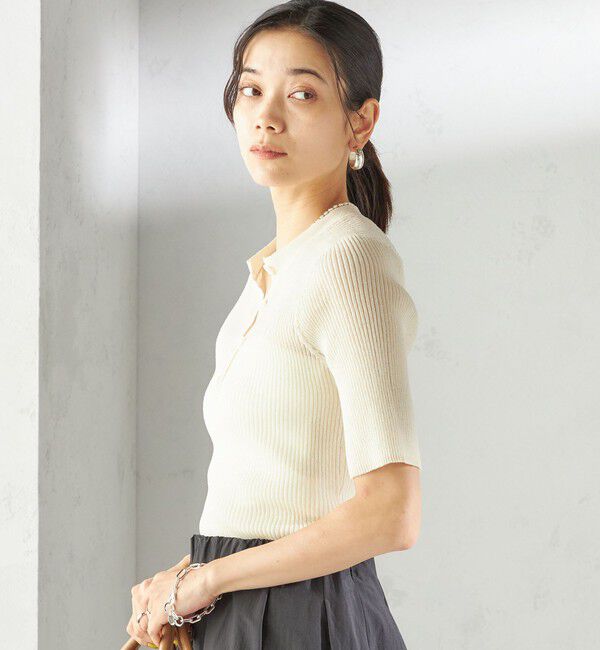 SHIPS for women「〈手洗い可能〉ラミー混 シアー ヘンリー ネック ニット」|ニット・セーター|