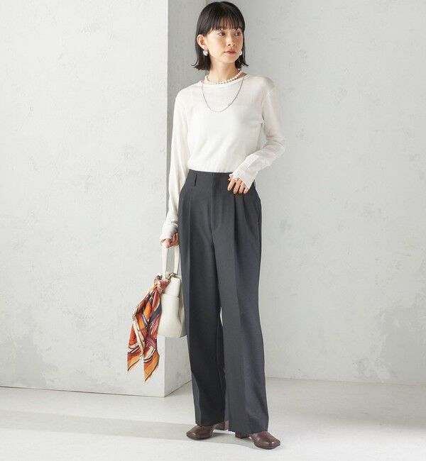 SHIPS for women「【SHIPS別注】miller: シアー ヘンリー ネック ロング スリーブ TEE」|Tシャツ・カットソー|