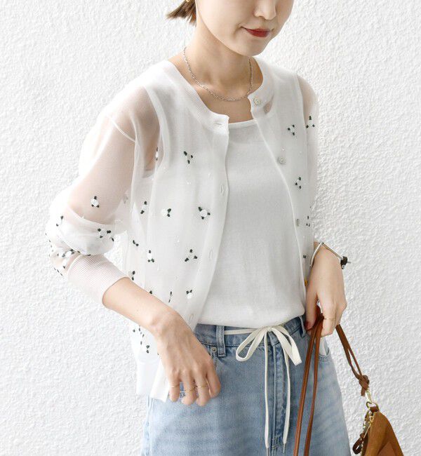 SHIPS for women「〈手洗い可能〉フラワー 刺繍 2WAY カーディガン」|カーディガン|