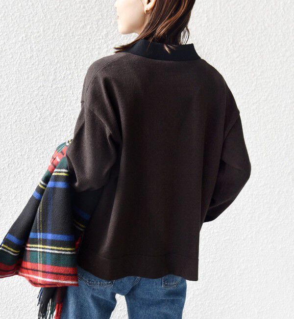 SHIPS for women「《一部追加予約》【WEB限定】〈手洗い可能〉サイド スリット ゴールド 釦 ポロ ニット」|ニット・セーター|