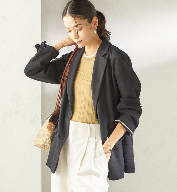 SHIPS for women「〈吸水速乾・手洗い可能〉麻調 ドンゴロス 2釦 ジャケット」|テーラードジャケット|ネイビー