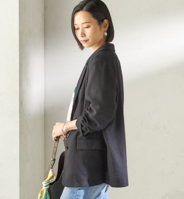 SHIPS for women「〈吸水速乾・手洗い可能〉麻調 ドンゴロス 2釦 ジャケット」|テーラードジャケット|