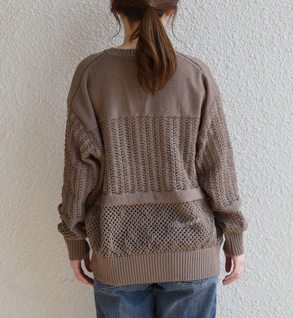 quaranciel「quaranciel:〈手洗い可能〉透かし編み スキッパー ニット プルオーバー」|ニット・セーター|