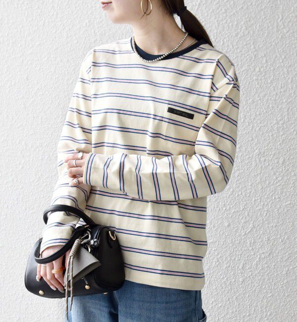 SHIPS any「SHIPS any:〈洗濯機可能〉マルチボーダー リンガー ロンTEE」|Tシャツ・カットソー|