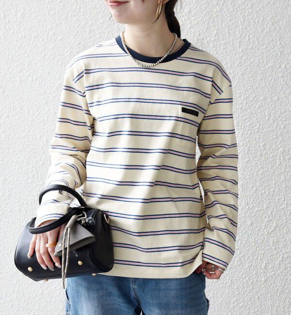 SHIPS any「SHIPS any:〈洗濯機可能〉マルチボーダー リンガー ロンTEE」|Tシャツ・カットソー|
