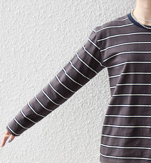 SHIPS any「SHIPS any:〈洗濯機可能〉マルチボーダー リンガー ロンTEE」|Tシャツ・カットソー|