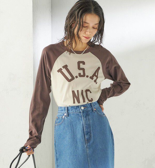 SHIPS for women「NINE CASE:〈手洗い可能〉シアー ラグラン TEE」|Tシャツ・カットソー|