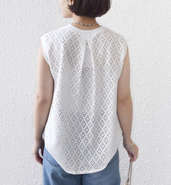 SHIPS for women「〈手洗い可能〉アイレット ノースリーブ フレア プルオーバー」|Tシャツ・カットソー|