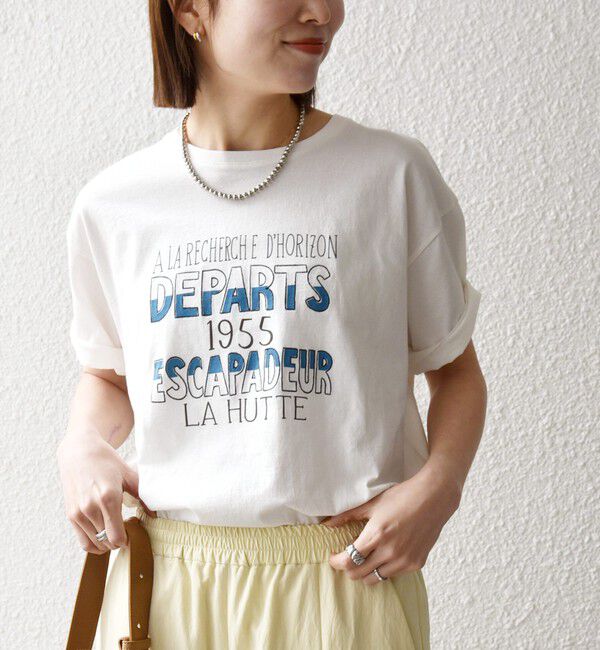 SHIPS any「【SHIPS any別注】La Hutte:〈洗濯機可能〉デザイン ロゴ プリント TEE 26SS」|Tシャツ・カットソー|