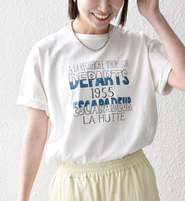 SHIPS any「【SHIPS any別注】La Hutte:〈洗濯機可能〉デザイン ロゴ プリント TEE 26SS」|Tシャツ・カットソー|