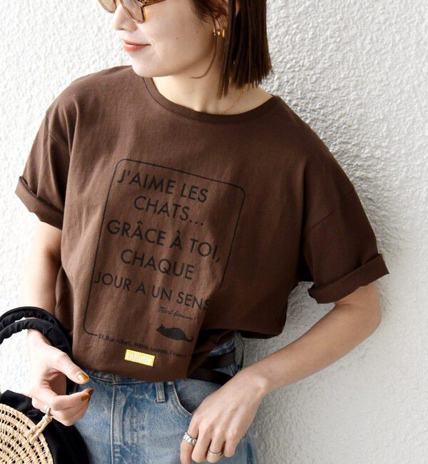 SHIPS any「【SHIPS any別注】La Hutte:〈洗濯機可能〉デザイン ロゴ プリント TEE 26SS」|Tシャツ・カットソー|ブラウン