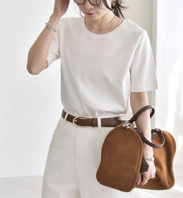 quaranciel「quaranciel:〈接触冷感/汗染み防止加工/洗濯機可能〉ベーシック コンパクト TEE」|Tシャツ・カットソー|