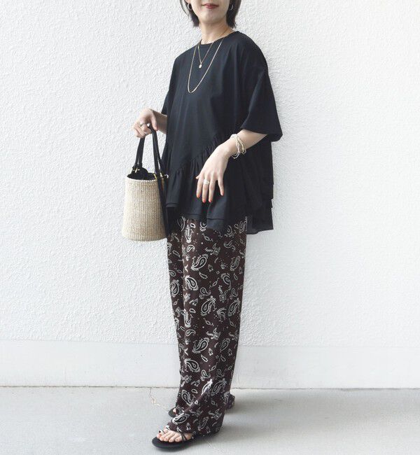 SHIPS for women「【WEB限定】〈手洗い可能〉ランダム ギャザー ドッキング TEE」|Tシャツ・カットソー|