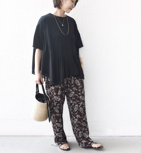 SHIPS for women「【WEB限定】〈手洗い可能〉ランダム ギャザー ドッキング TEE」|Tシャツ・カットソー|