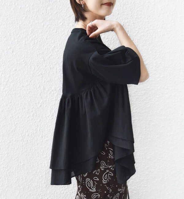 SHIPS for women「【WEB限定】〈手洗い可能〉ランダム ギャザー ドッキング TEE」|Tシャツ・カットソー|
