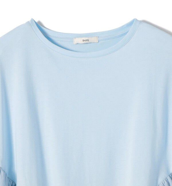 SHIPS for women「【WEB限定】〈手洗い可能〉ランダム ギャザー ドッキング TEE」|Tシャツ・カットソー|