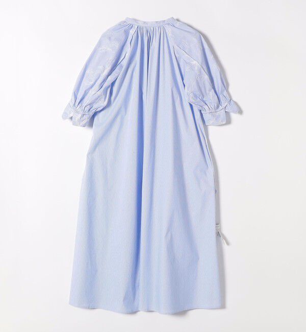 quaranciel「quaranciel:〈洗濯機可能〉ストライプ フラワー刺繍 スキッパー シャツ ワンピース」|ワンピース|