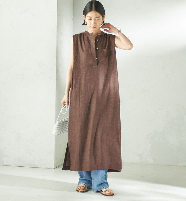 SHIPS for women「〈接触冷感/UVカット/吸水速乾/洗濯機可能〉SUUSUU タック スリーブ ワンピース」|ワンピース|