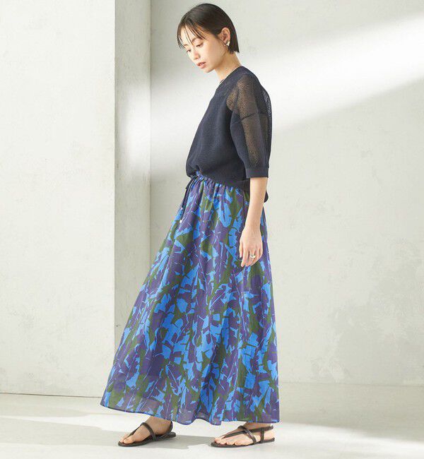 SHIPS for women「〈手洗い可能〉DEVEAUX リーフ プリント スカート」|スカート|