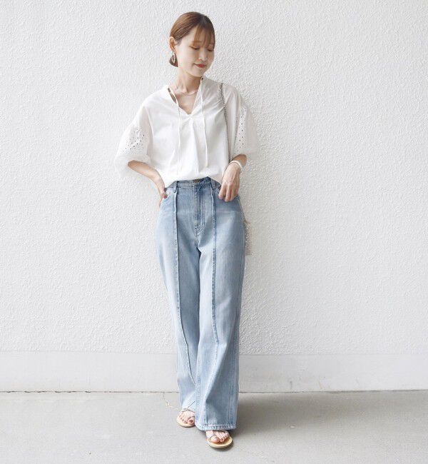 SHIPS for women「〈手洗い可能〉カットワーク レース スリーブ ブラウス」|シャツ・ブラウス|