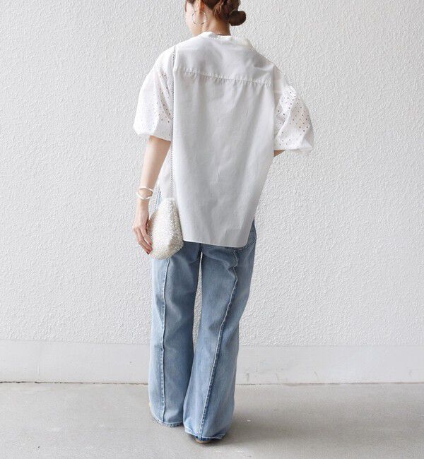 SHIPS for women「〈手洗い可能〉カットワーク レース スリーブ ブラウス」|シャツ・ブラウス|