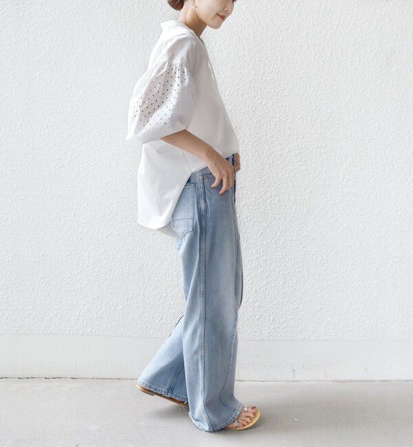 SHIPS for women「〈手洗い可能〉カットワーク レース スリーブ ブラウス」|シャツ・ブラウス|