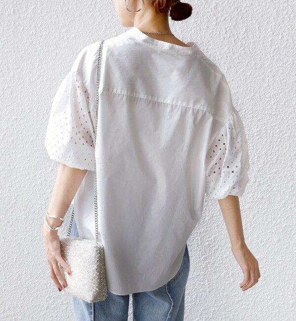 SHIPS for women「〈手洗い可能〉カットワーク レース スリーブ ブラウス」|シャツ・ブラウス|
