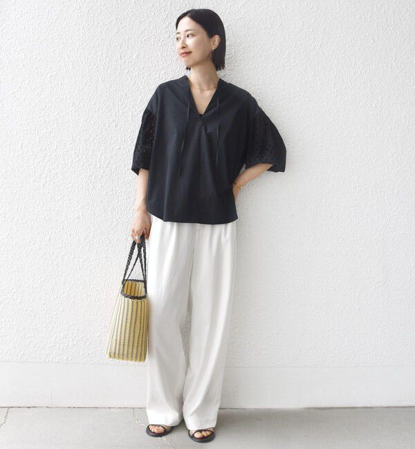 SHIPS for women「〈手洗い可能〉カットワーク レース スリーブ ブラウス」|シャツ・ブラウス|