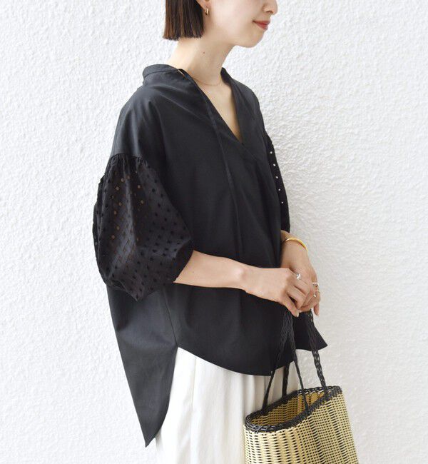 SHIPS for women「〈手洗い可能〉カットワーク レース スリーブ ブラウス」|シャツ・ブラウス|