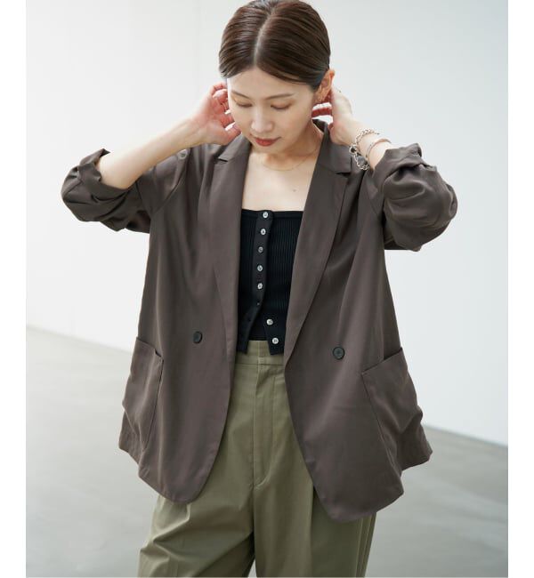 IENA「《接触冷感/手洗い可/セットアップ対応》テンダーツイル リラックスジャケット」|テーラードジャケット|