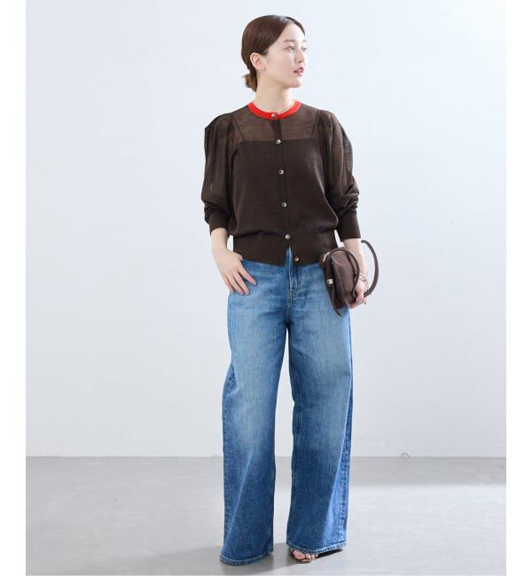 IENA「LOWER/ローヴァー 18G Tucked power shoulder ニット  LW-77」|カーディガン|