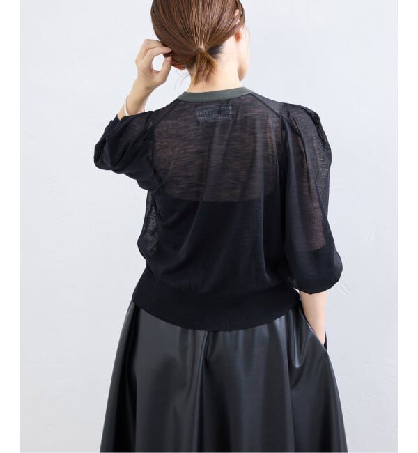 IENA「LOWER/ローヴァー 18G Tucked power shoulder ニット  LW-77」|カーディガン|