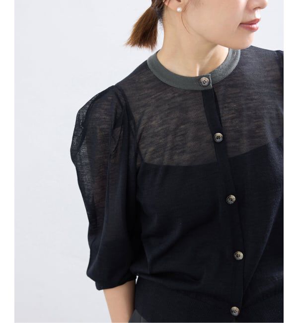IENA「LOWER/ローヴァー 18G Tucked power shoulder ニット  LW-77」|カーディガン|
