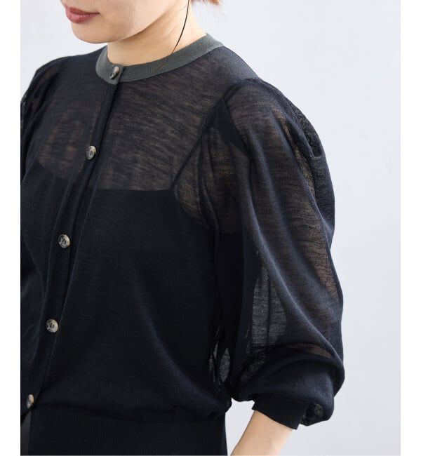 IENA「LOWER/ローヴァー 18G Tucked power shoulder ニット  LW-77」|カーディガン|